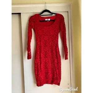 Badgley Mischka Red Lace Dress
